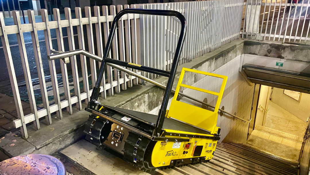 Stair climber in subway station